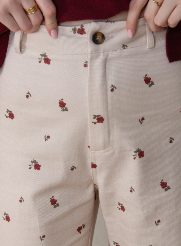 PANTALÓN RECTO FLORES