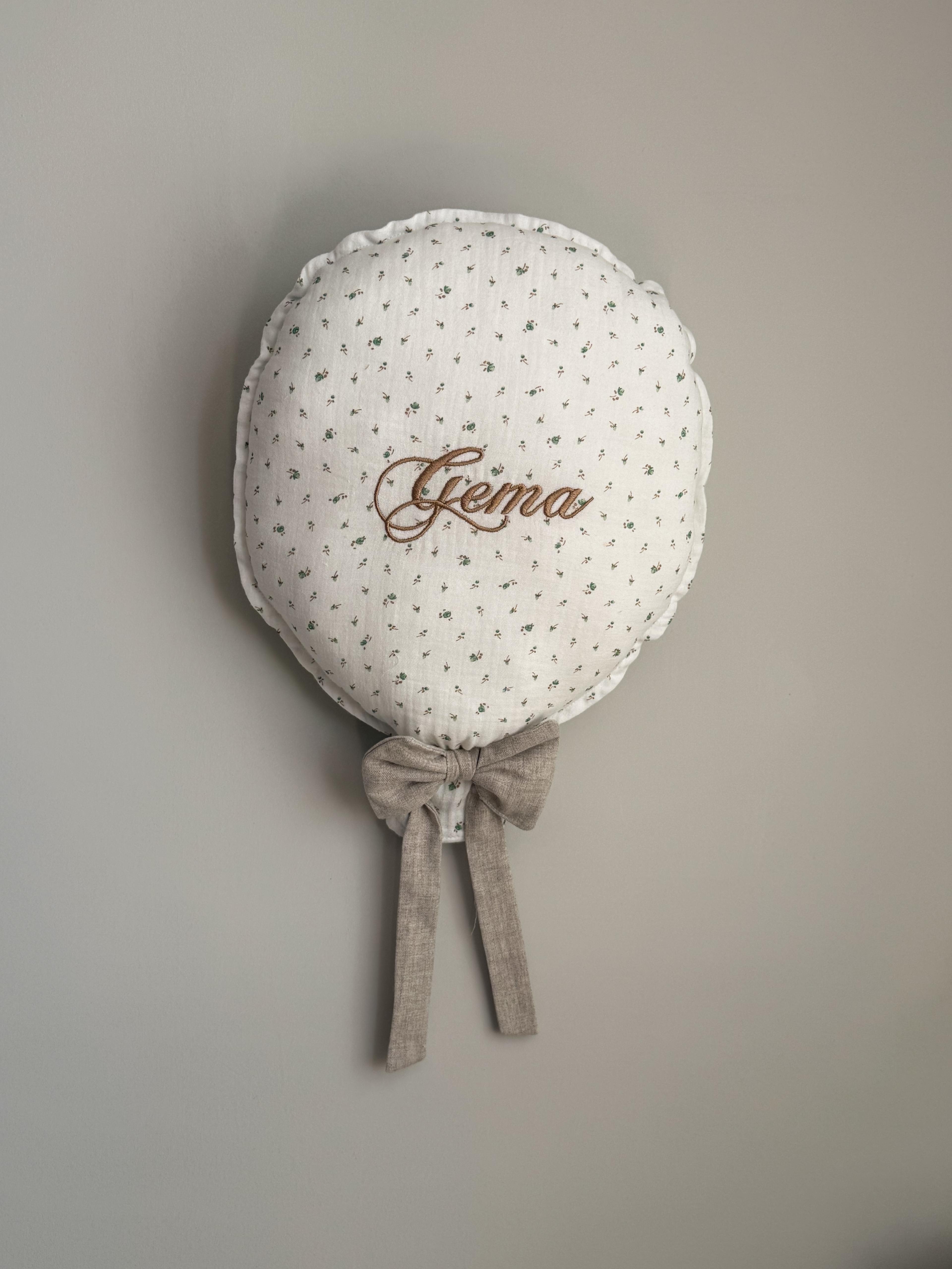 GLOBO DE TELA MUSELINA BLANCO PERSONALIZADO