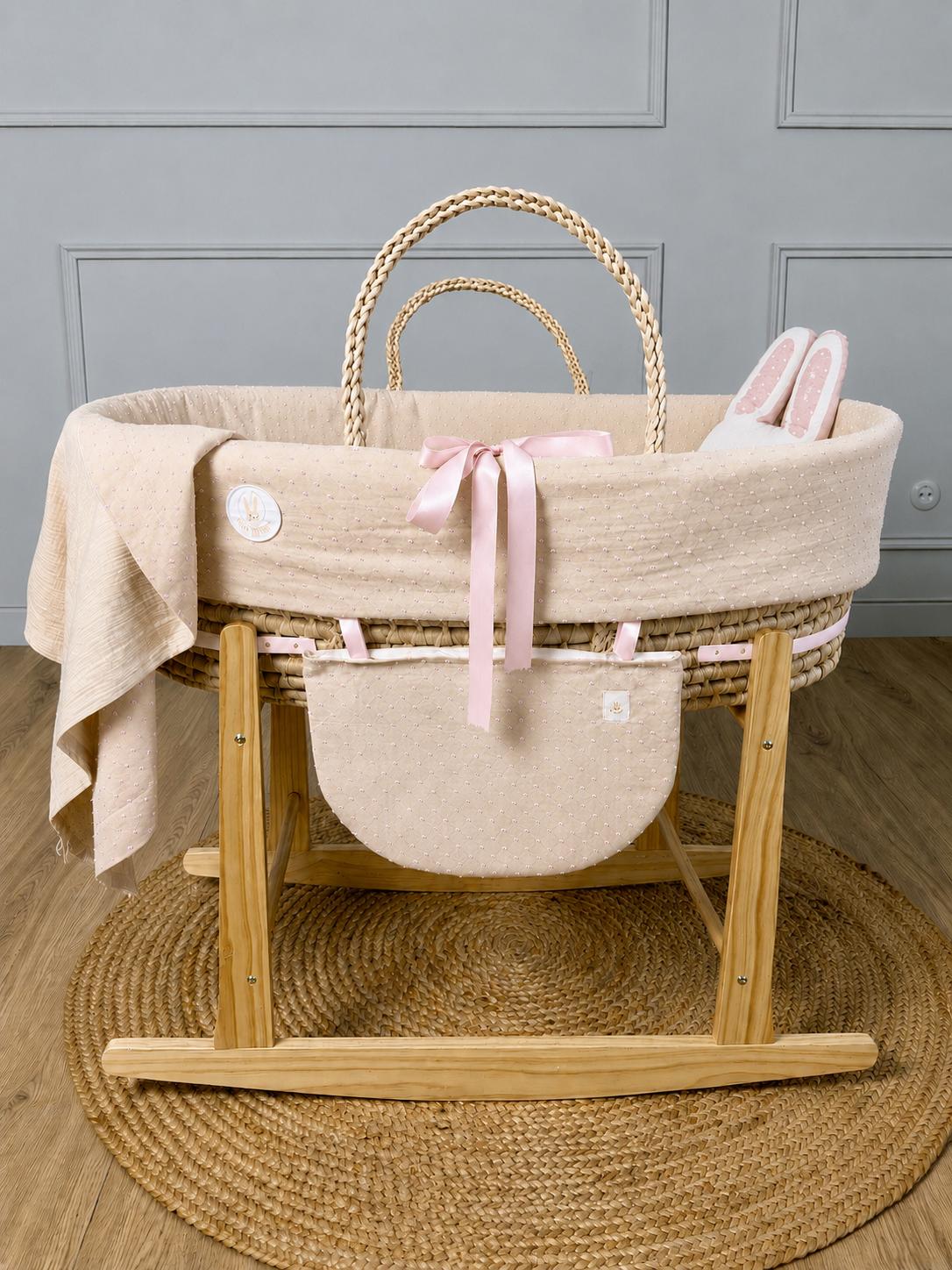 MOISES DE PALMA PLUMETI BEIGE LAZO ROSA