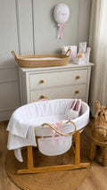 PACK MOISES COMPLETO 4 ARTICULOS PLUMETI BLANCO LAZO ROSA