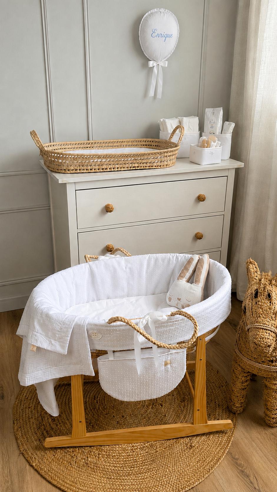 PACK MOISES COMPLETO 4 ARTICULOS PLUMETI BLANCO LAZO BLANCO