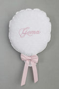 GLOBO DE TELA PLUMETI BLANCO LAZO ROSA PERSONALIZADO