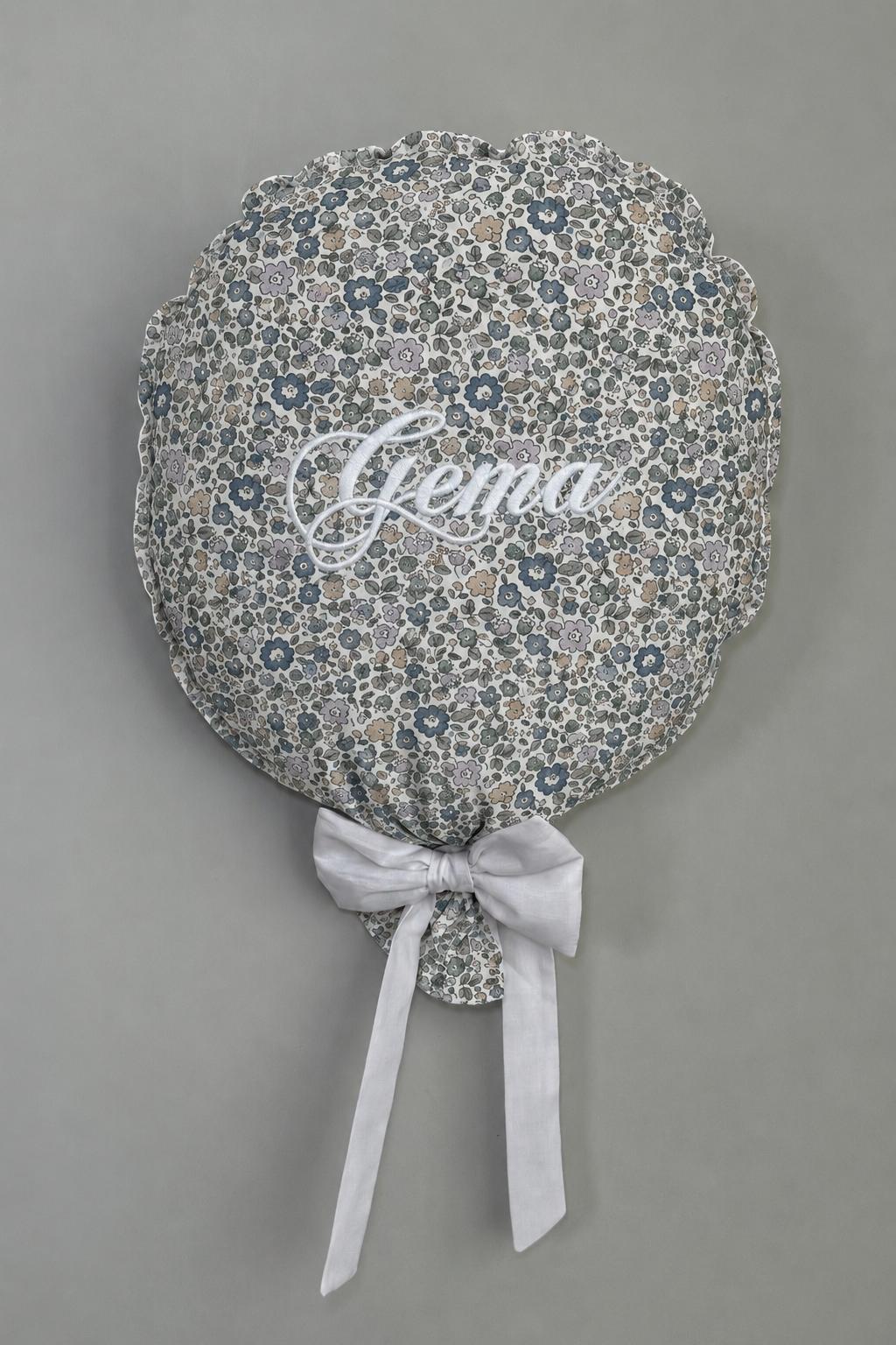 GLOBO DE TELA LIBERTY GRIS Y AZUL PERSONALIZADO