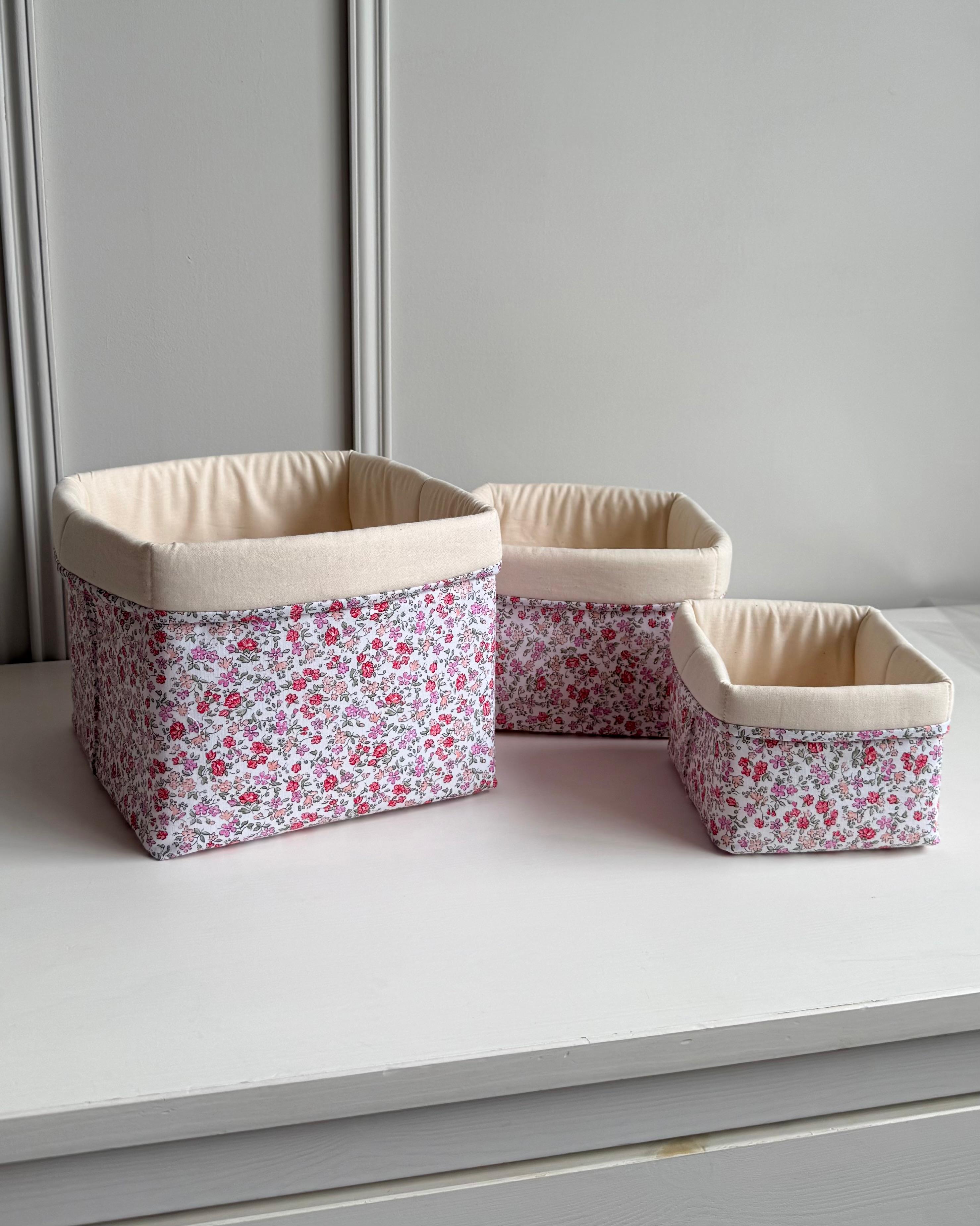 CESTAS ORGANIZADORAS POPELIN FLORAL