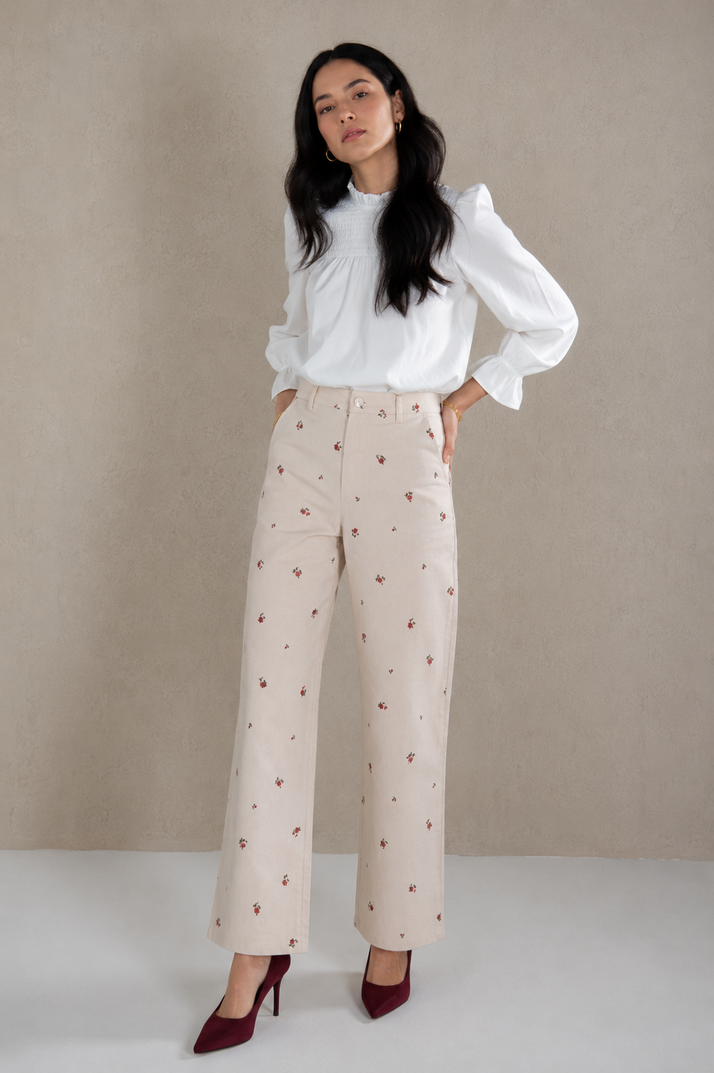 PANTALÓN RECTO FLORES